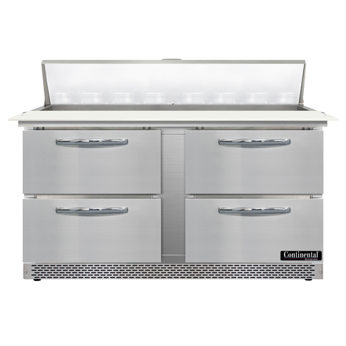 Continental Refrigerator D60N16C-FB-D 60" W Two-Section Four Drawer Designer Line Sandwich Unit