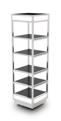 Eastern Tabletop Q951GGBKS 19-3/4"W x 19-3/4"D x 78-3/4"H Black 18/10 Stainless Steel Mobile Buffet Display System