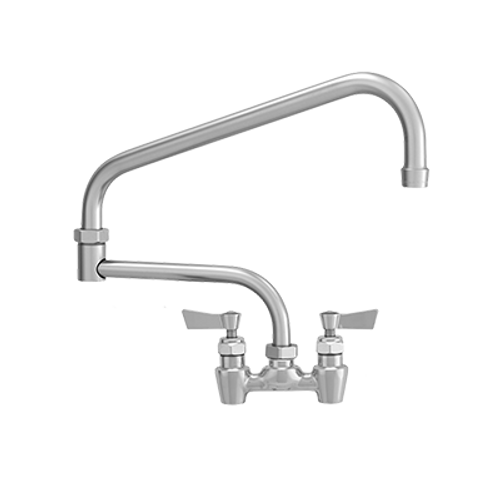 Fisher 62081 4" Centers 10" Swing Spout With 7" Double-Jointed Assembly Stainless Steel 1/2" Male Inlets Backsplash Mount Faucet