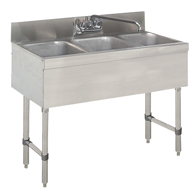 Advance Tabco SLB-33C-X 36" W x 18" D Stainless Steel 3 Bowls Special Value Underbar Sink