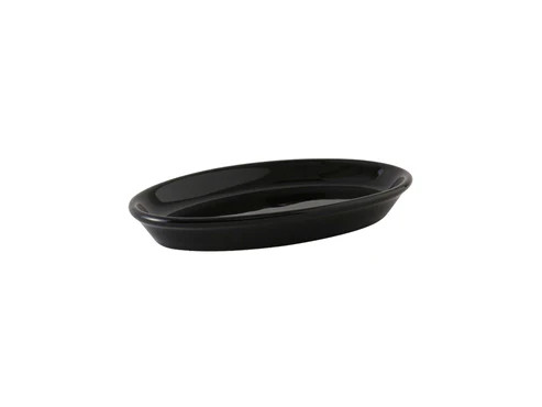 Tuxton BBK-0504 5 Oz. Ceramic Black Oval Baking Dish (1 Dozen)