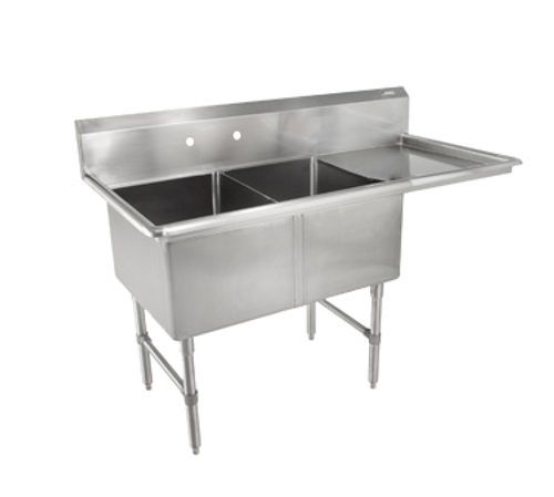 John Boos 2B16204-1D18R 54" 16-Gauge Stainless Steel Two Compartment B Series Sink 14" Deep