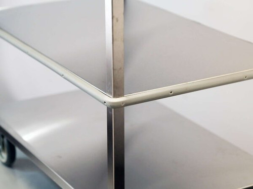 Lakeside 464 51.38" W Stainless Steel 8-Shelf All Edges Down Open Tray Truck with Push Handle