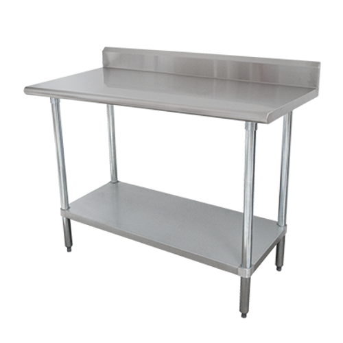 Advance Tabco KSLAG-246-X 72"W x 24"D Stainless Steel Top Galvanized Adjustable Undershelf Work Table