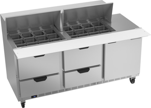 Beverage Air SPED72HC-24M-4 72" W Three-Section One Door Mega Top Refrigerated Counter