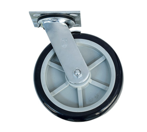 New Age C421 8" Dia Polyolefin Hub & Wheel Tread Swivel Plate Caster With Brakes