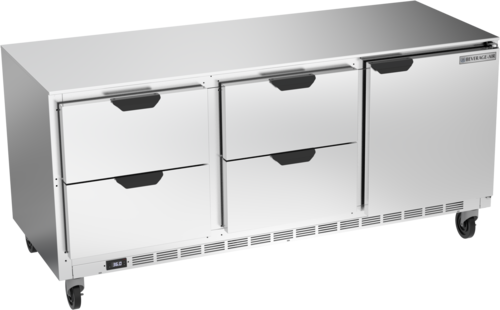 Beverage Air UCRD72AHC-4 72"W Three-Section Reach-In Undercounter Refrigerator