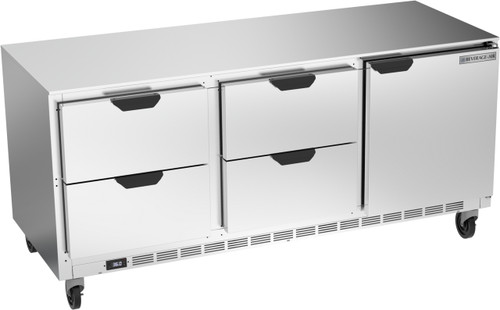 Beverage Air UCRD72AHC-4 72"W Three-Section Reach-In Undercounter Refrigerator