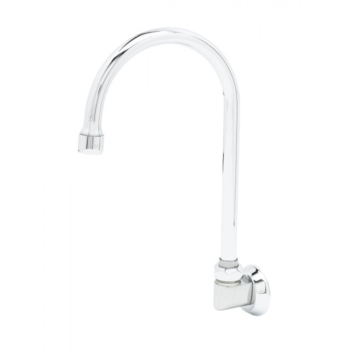 T&S Brass B-0525 Spout swivel gooseneck wall mounted 3/8" IPS female inlet 5-3/4" spread 9-1/16"H