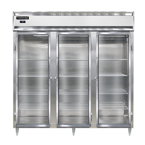 Continental Refrigerator DL3F-SS-GD 78" W Three-Section Glass Door Reach-In Designer Line Freezer - 115 Volts