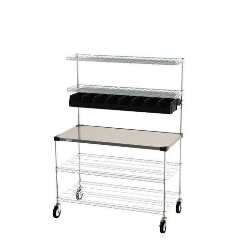 Metro CR2448DSS Delivery Staging / Drive-Thru Station with Wire Shelving 49 3/4" x 27 3/4" x 65 3/4"