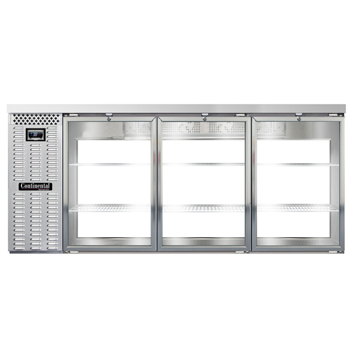 Continental Refrigerator BB79NSSGDPT 79"W Glass Door Refrigerated Back Bar Cooler