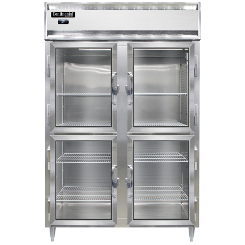 Continental Refrigerator D2RNSSGDHD 52" W Two-Section Glass Door Reach-In Designer Line Refrigerator