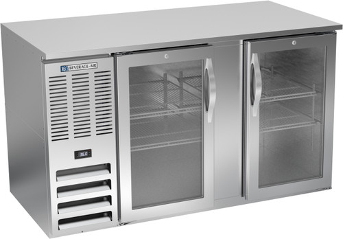 Beverage Air BB58HC-G-S 59" W Two-Section Glass Door Refrigerated Back Bar Storage Cabinet - 115 Volts