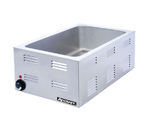 Adcraft FW-1200W 12" x 20" Full Size Stainless Steel 1 Compartment Food Warmer - 1200 Watts