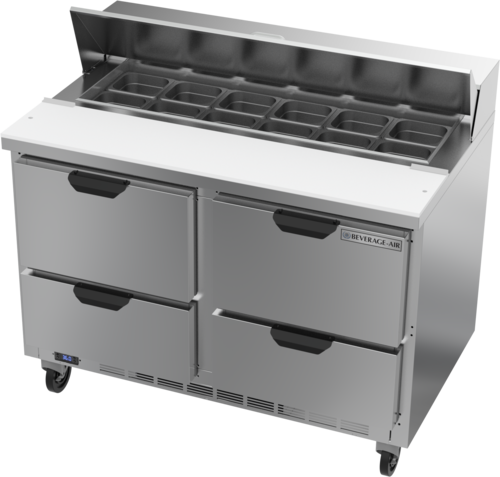 Beverage Air SPED48HC-12-4 48" W Two-Section Four Drawer Sandwich Top Refrigerated Counter