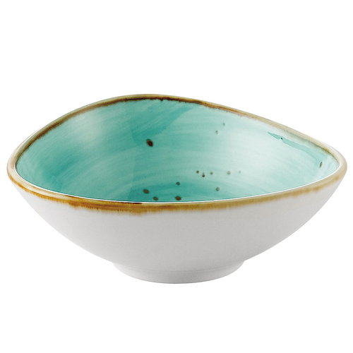 CAC China TUS-TB5-TQS 6 Oz. Turquoise Porcelain Triangular Tucson Bowl (3 Dozen Per Case)
