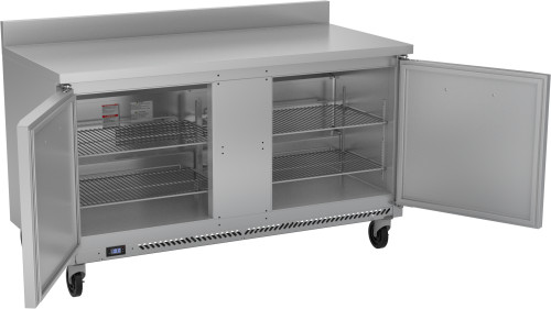 Victory VWF60HC 60"W Two Door Stainless Steel Worktop Freezer Counter With 4" High Foamed In Place Backsplash