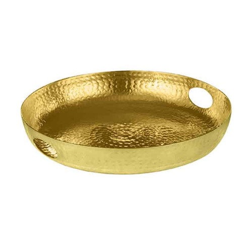 American Metalcraft ATHG16 16" Aluminum Gold Round Beverage Tray