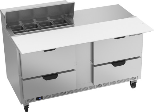 Beverage Air SPED60HC-08C-4 60" W Two-Section Four Drawer Sandwich Top Refrigerated Counter