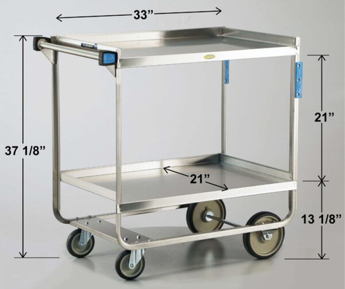 Lakeside 543 37.13" H 700 Lbs. Stainless Steel Solid 2-Shelf Utility Cart