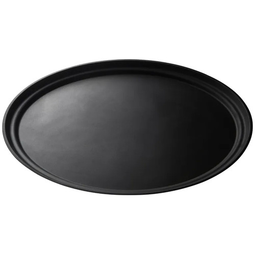 Cambro 2900CT110 23.5" x 28.88" Fiberglass Black Oval Camtread Serving Tray