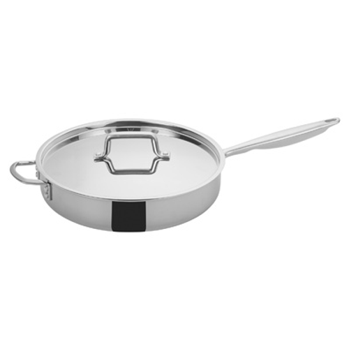Winco TGET-6 12.5" 6 Qt. Stainless steel and Aluminum Tri-Gen Induction-Ready Saute Pan
