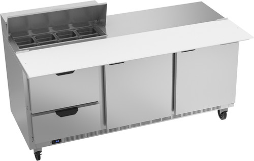 Beverage Air SPED72HC-08C-2 72" W Three-Section Two Door Sandwich Top Refrigerated Counter