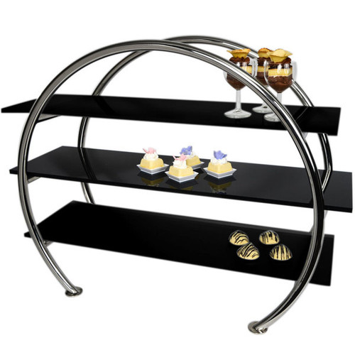 Eastern Tabletop AC1750BK 23-1/2"W x 9-1/2"D x 21"H Black 18/10 Stainless Steel Circular Tabletop Display
