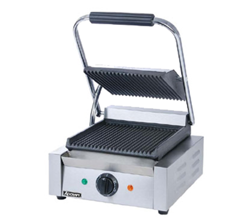 Adcraft SG-811 12" W Cast Iron Grooved Plates Countertop Sandwich Grill - 120 Volts