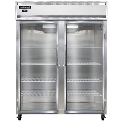 Continental Refrigerator 2RESNSSGD 57" W Two-Section Glass Door Reach-In Extra-Wide Refrigerator