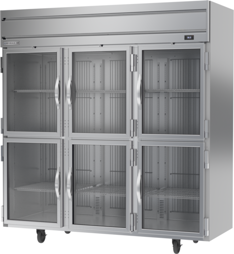 Beverage Air HRS3HC-1HG 78" W Three-Section Glass Door Reach-In Horizon Series Refrigerator