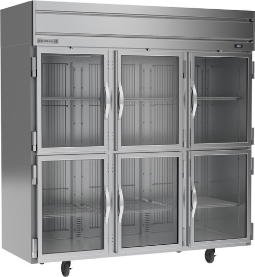 Beverage Air HRS3HC-1HG 78" W Three-Section Glass Door Reach-In Horizon Series Refrigerator