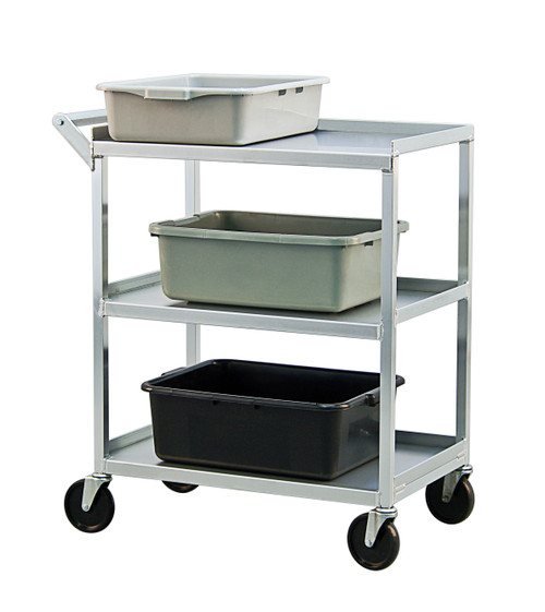 New Age NS745 18.5"W Open Bussing Cart with 3 Solid Shelves - 350 Lbs.