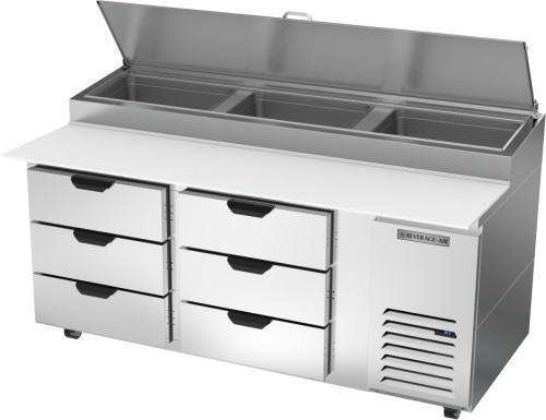 Beverage Air DPD72HC-6 72" W Two-Section Pizza Top Refrigerated Counter