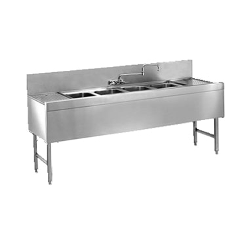 Glastender FSB-60L-S Stainless Steel Top Front Ends & Legs Right Drain Underbar Sink Unit 60" x 24"