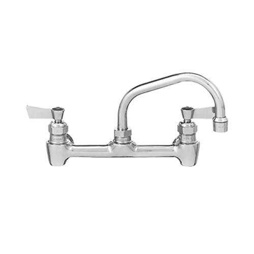 Fisher 61050 8" Centers 8" Swing Spout Backsplash Mount Stainless Steel Faucet With Elbows