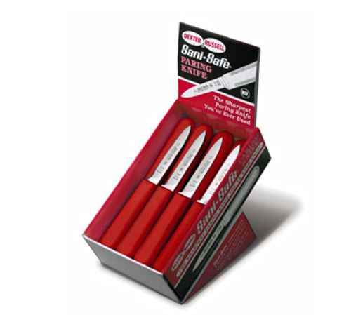 Dexter S104-24R 3.25" Paring Knives with Red Handle - 1 Box