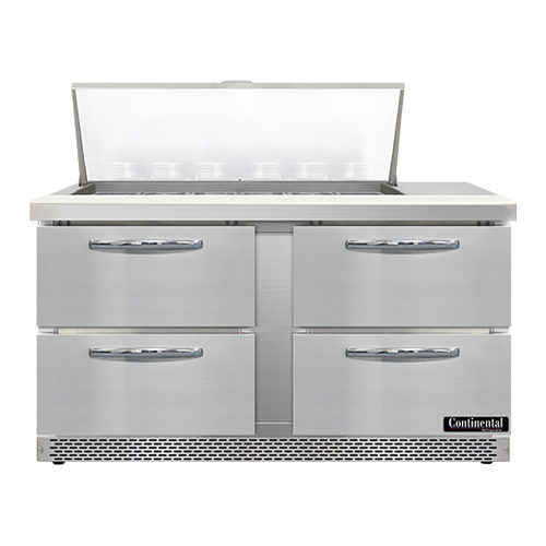 Continental Refrigerator SW60N18M-FB-D 60" W Two-Section Four Drawer Mighty Top Sandwich Unit