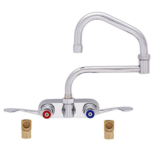 Fisher 19747 4" Centers 16" Swing Spout With 7" Double-Jointed Assembly 1/2" NPT Male Inlets With Elbows Backsplash Mount Faucet