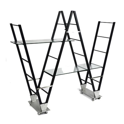 Eastern Tabletop AC1770MB 85"W x 19"D x 68"H Black 18/10 Stainless Steel Mobile Back Bar Display