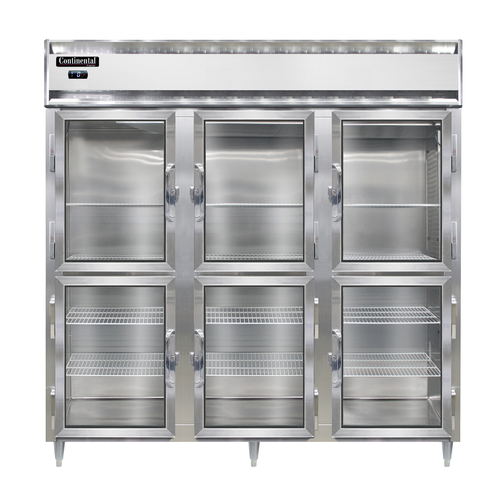 Continental Refrigerator DL3F-SA-GD-HD 78" W Three-Section Glass Door Reach-In Designer Line Freezer - 115 Volts