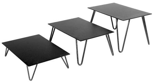 Cal-Mil SR630-13 12"W x 8"D x 12"H Rectangular Black Metal V-Leg Risers