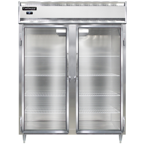Continental Refrigerator D2RESNGD 57" W Two-Section Glass Door Reach-In Designer Line Wide Refrigerator