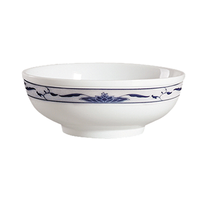 CAC China 103-MB8 8.25" Dia. 48 Oz. Porcelain Bone White Round Blue Lotus Soup Bowl (2 Dozen Per Case)