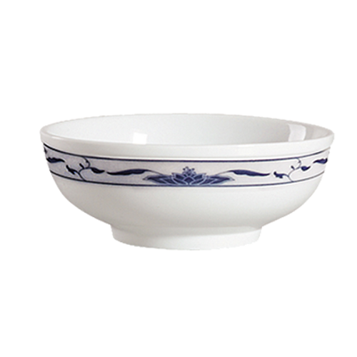 CAC China 103-MB8 8.25" Dia. 48 Oz. Porcelain Bone White Round Blue Lotus Soup Bowl (2 Dozen Per Case)