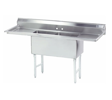 Advance Tabco FC-2-2424-18RL-X 73" - 90" 16-Gauge Stainless Steel Two Compartment Left Drain Fabricated Sink