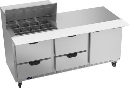 Beverage Air SPED72HC-12M-4 72" W Three-Section One Door Mega Top Refrigerated Counter