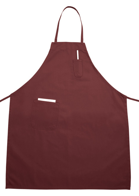 Winco BA-PBG Burgundy Bib Apron - 33" x 26"