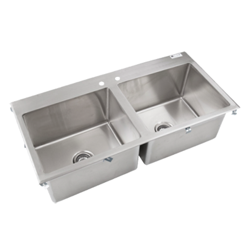John Boos PB-DISINK201612-2 2 Compartment Stainless Steel Pro-Bowl Drop-In Sink 45"W x 22"D x 12"H